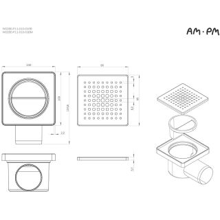 Душевой трап AM.PM PrimeFlow 10 W02BD-P11-010-01SB с решеткой Хром матовый Cut Gradient